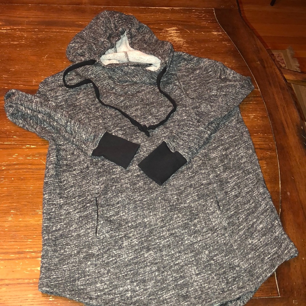 Tunic length hooded sweatshirt